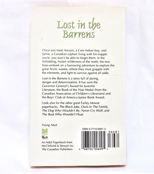 LOST IN THE BARRENS, A Young Reader Arctic Adventure Story, by Farley Mowat, 1997