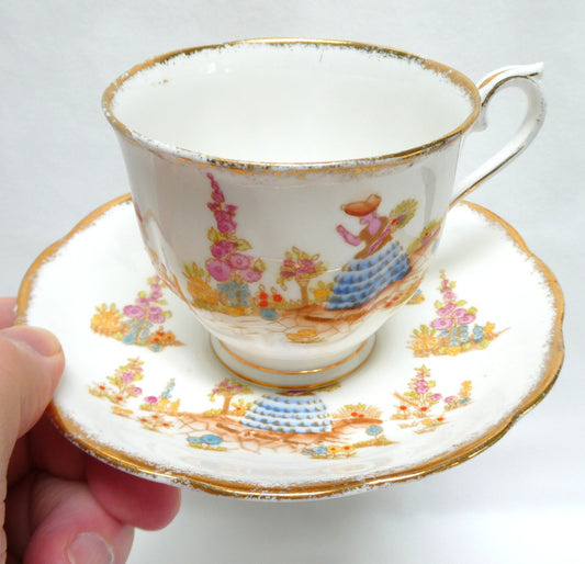 VINTAGE TEA CUP & SAUCER: Hand-Painted Dainty Dinah Theme by Royal Albert of England