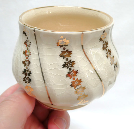 Vintage Art Deco Style CREAMER AND SUGAR BOWL in Ivory And Gold #3403, by Sadler of England