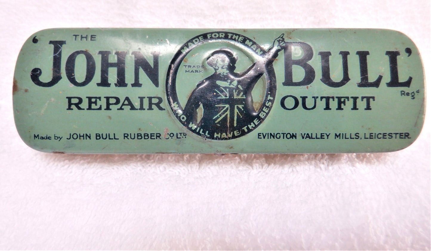 THE JOHN BULL REPAIR OUTFIT, Vintage Tin with Partial Original Contents and Plain Logo