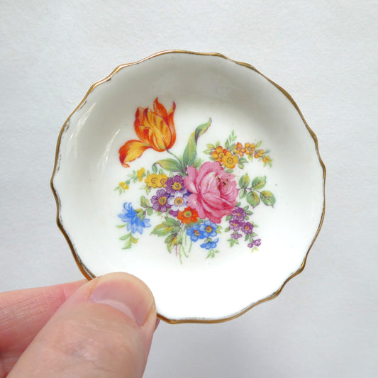 Mid-Century Rare 'FLORAL BOUQUET' MINIATURE 3.5-Inch PLATE, by Tuscan Fine English Bone China of London, England