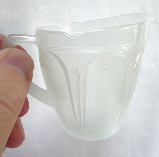 Vintage Petite Mid-Century Art Deco Frosted Satin Glass Milk Creamer Pitcher in Sandblasted Matte Finish from Japan