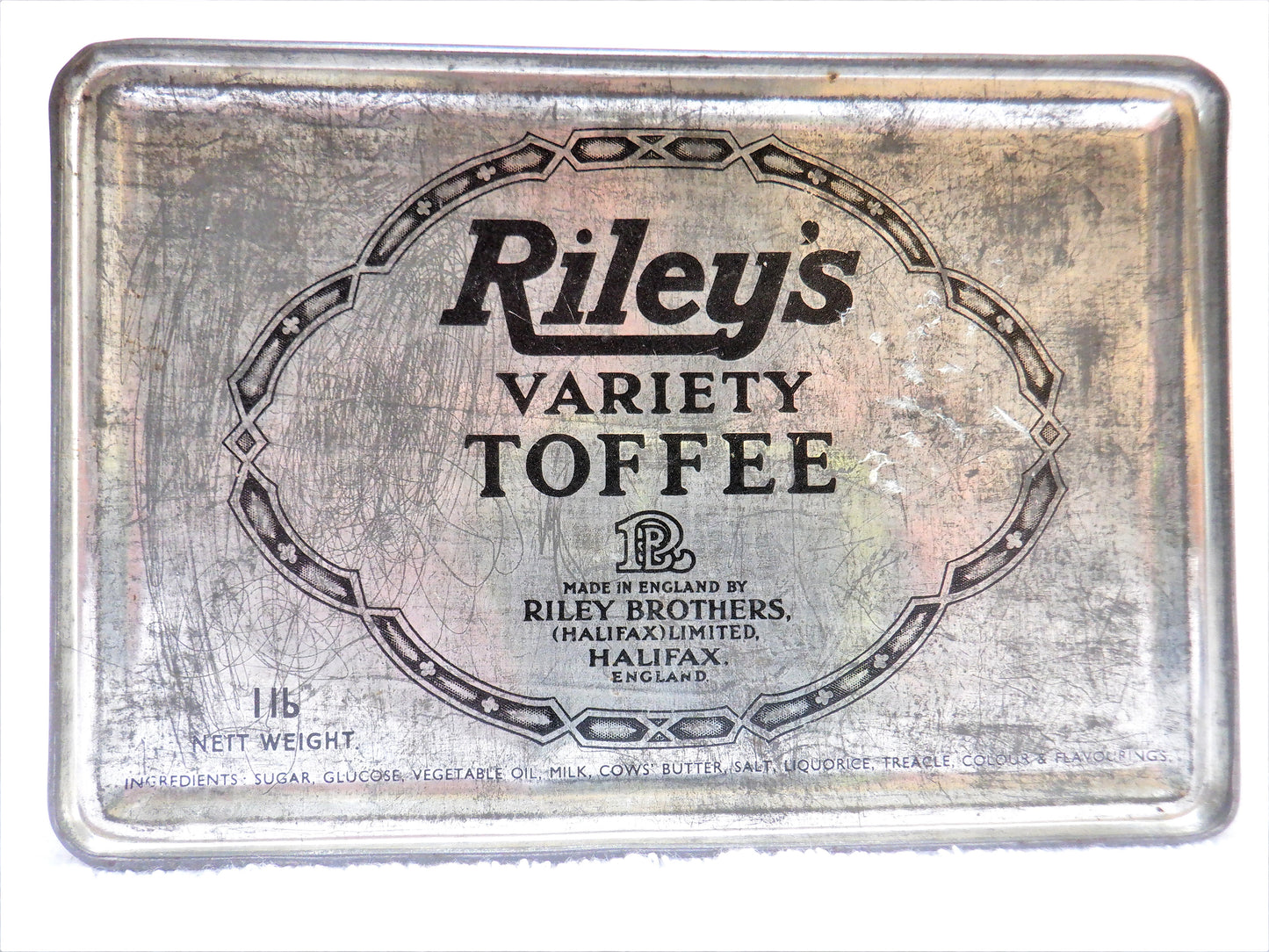 Vintage Hinged-Lid RILEY BROTHERS TOFFEE TIN: 'Young Lovers Riding Their Horses'