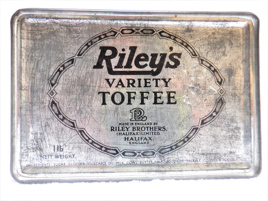 Vintage Hinged-Lid RILEY BROTHERS TOFFEE TIN: 'Young Lovers Riding Their Horses'