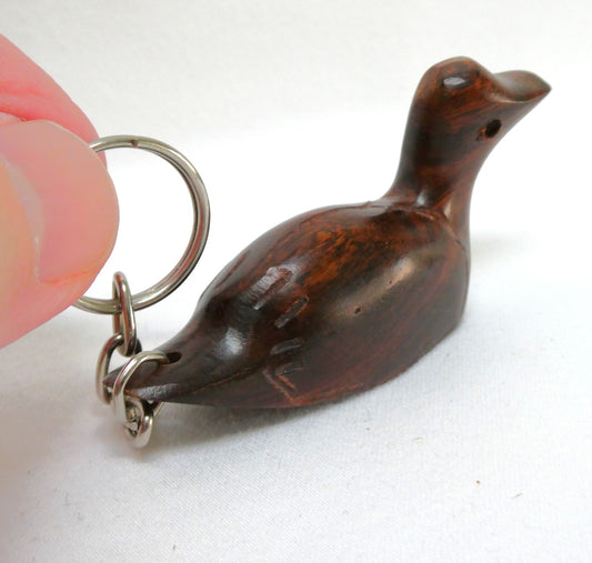 Vintage Hand-Carved LUCKY DUCK KEYCHAIN, Crafted in Desert Ironwood by the Indigenous Seri of Northwestern Mexico