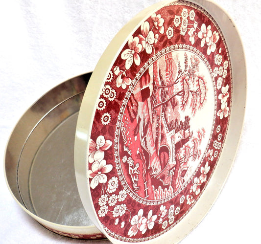 Antique Round Tin Container by The CARR & COMPANY LTD BISCUIT MANUFACTURER of Carlisle, England. RARE: The Lid is also a Serving Tray!