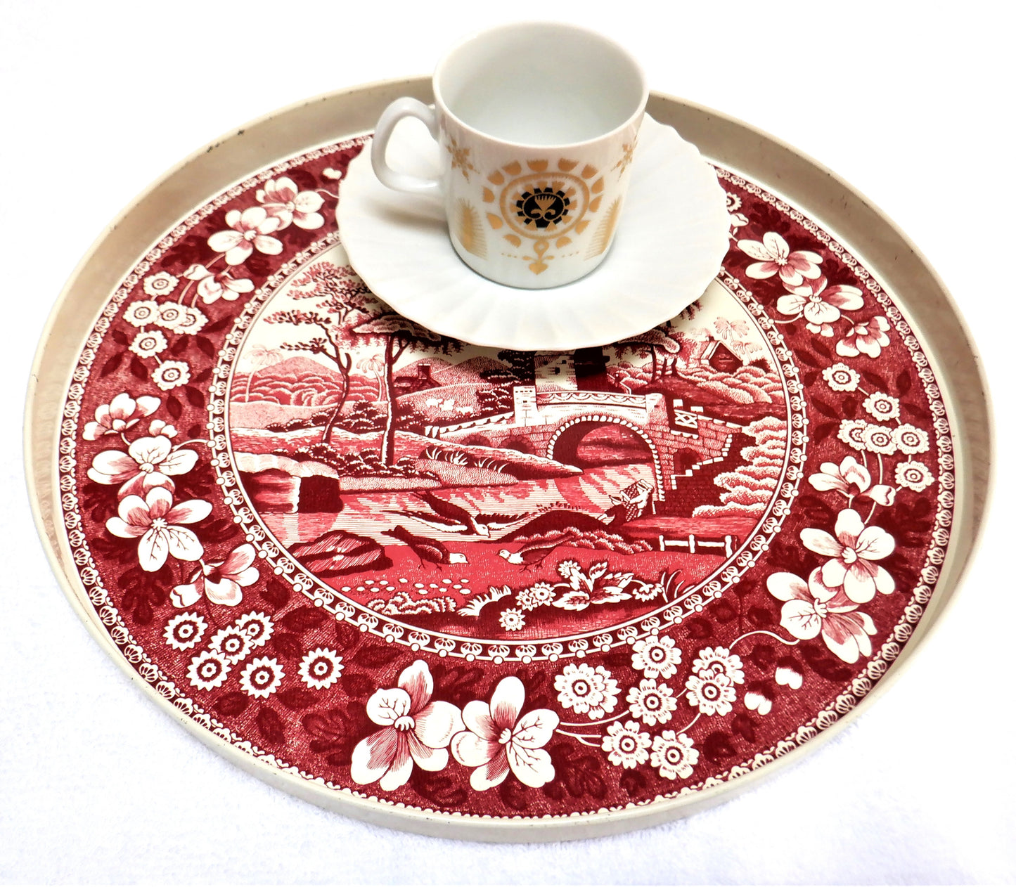 Antique Round Tin Container by The CARR & COMPANY LTD BISCUIT MANUFACTURER of Carlisle, England. RARE: The Lid is also a Serving Tray!