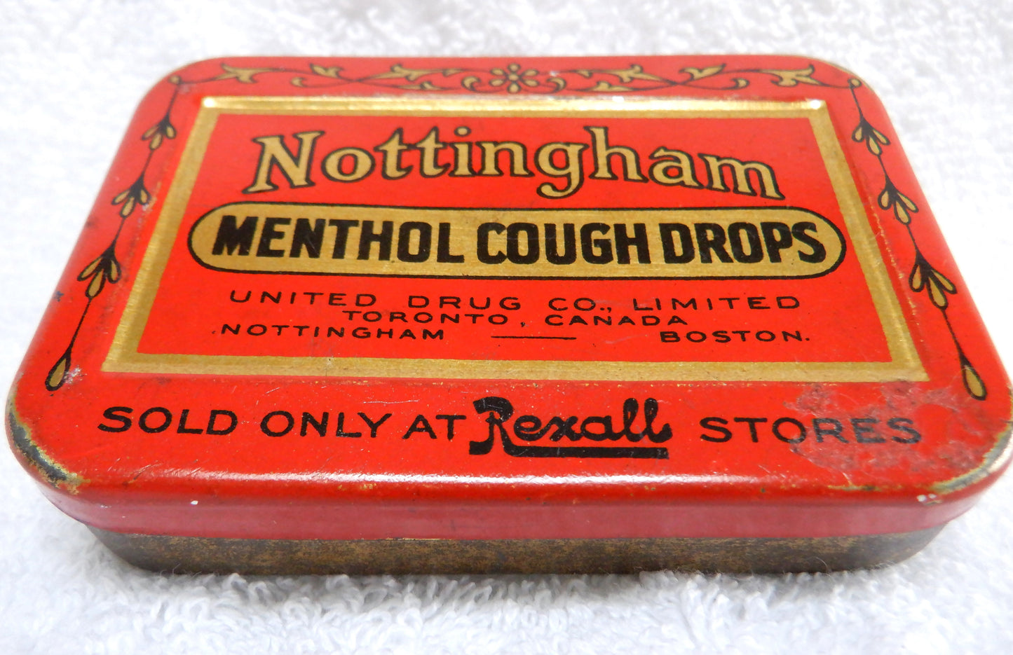 REXALL NOTTINGHAM MENTHOL COUGH DROPS Vintage Tin Made in CANADA