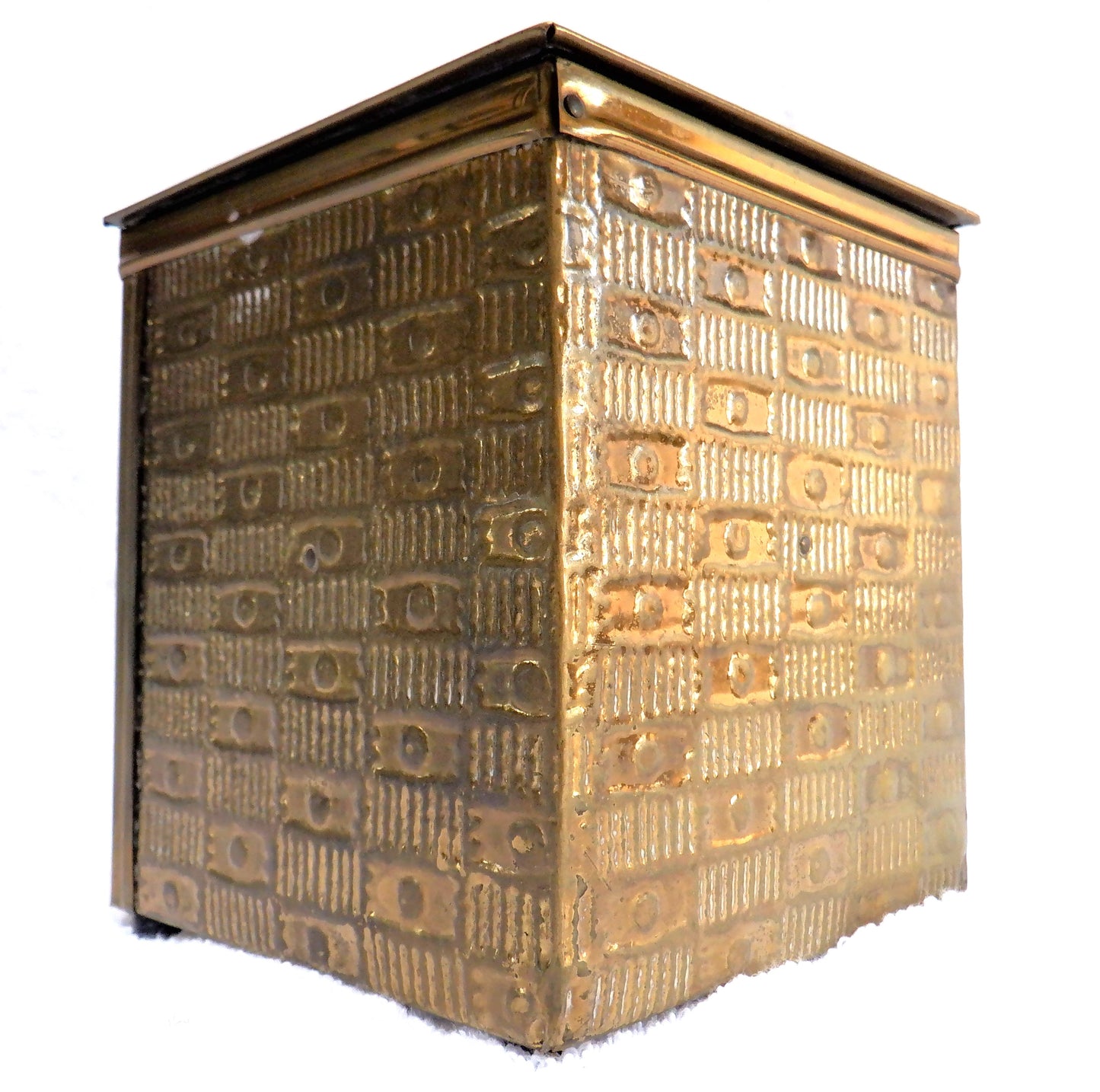 Antique Hand-Made Tobacco Humidor, Tin & Wood Container: 'TWO WOMEN FISHING THE RIVIERA'