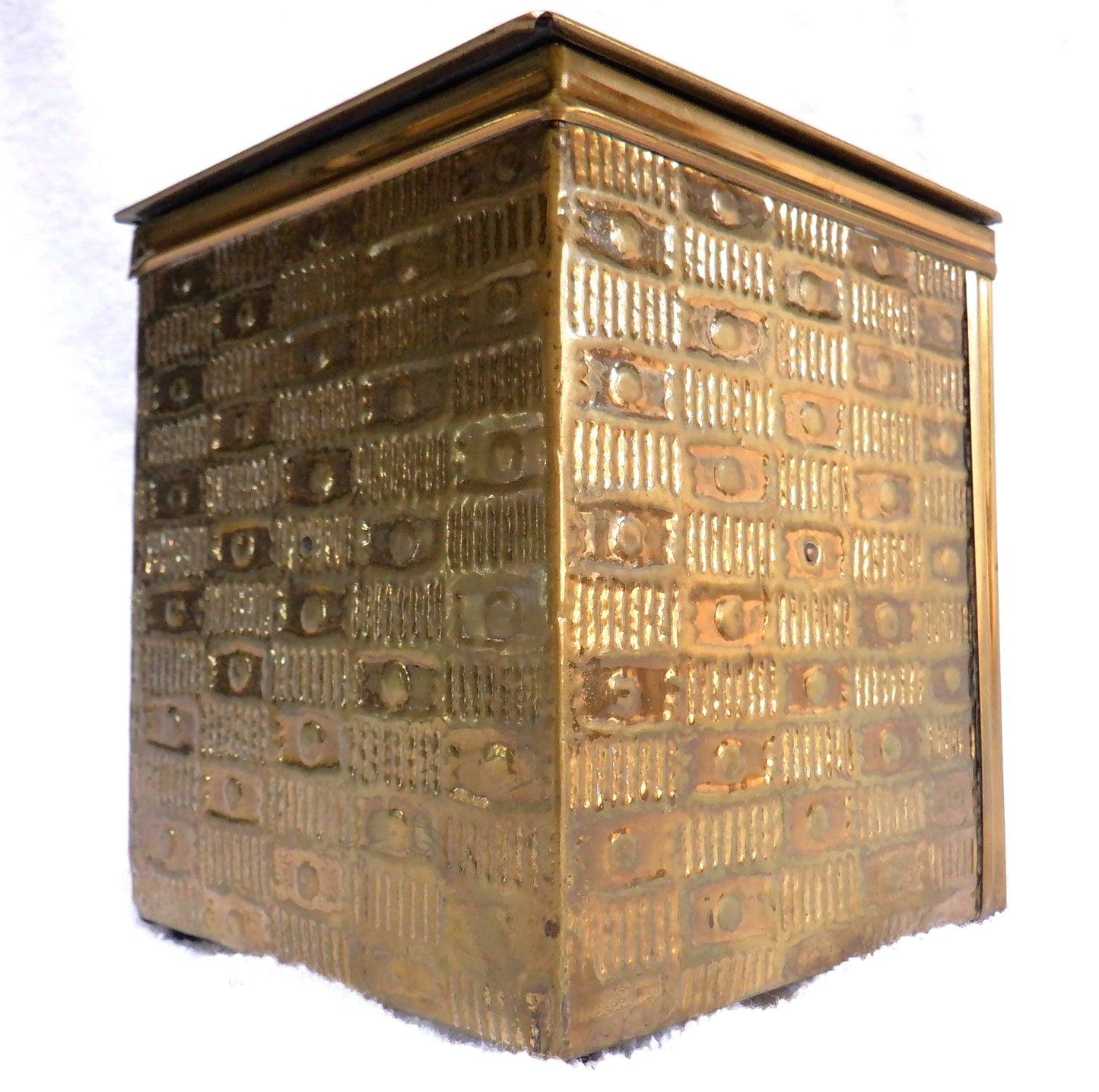 Antique Hand-Made Tobacco Humidor, Tin & Wood Container: 'TWO WOMEN FISHING THE RIVIERA'