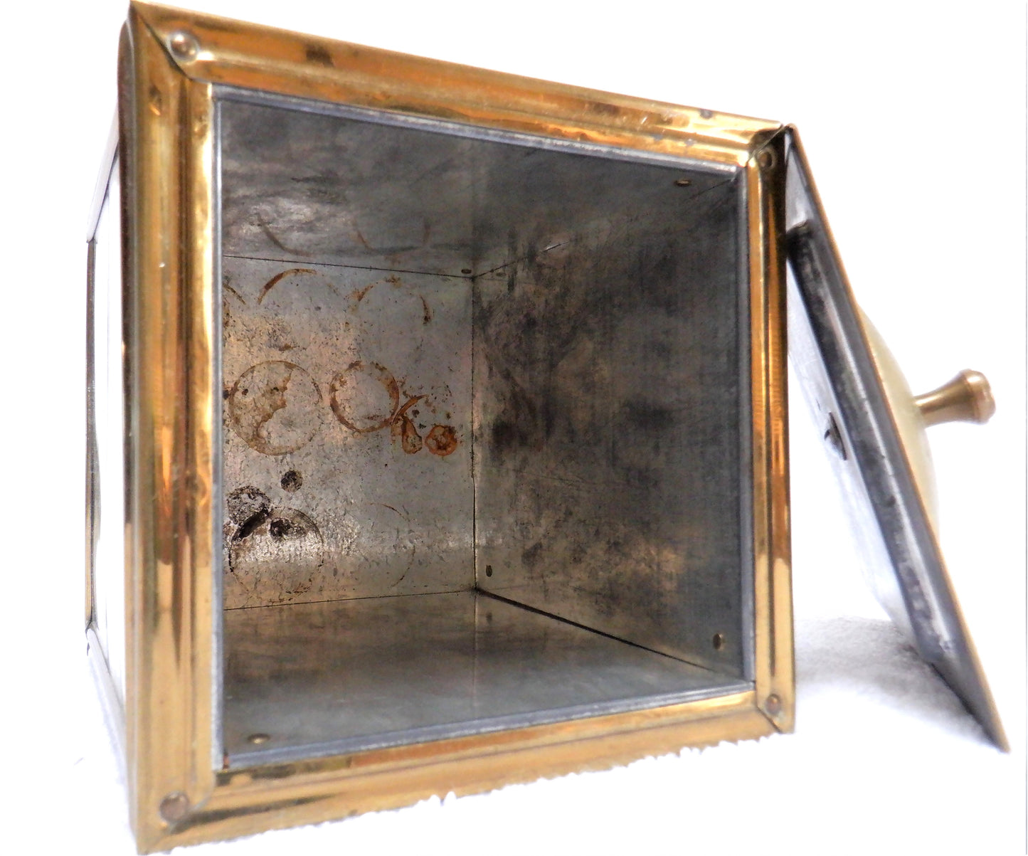 Antique Hand-Made Tobacco Humidor, Tin & Wood Container: 'TWO WOMEN FISHING THE RIVIERA'