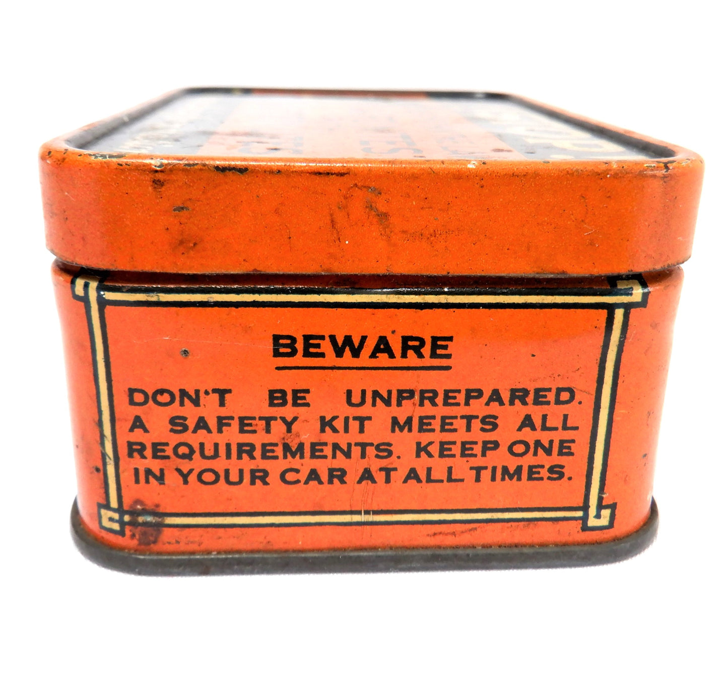 STOP! Keep Within The Law, SAFETY BULB BOX Vintage Tin Container
