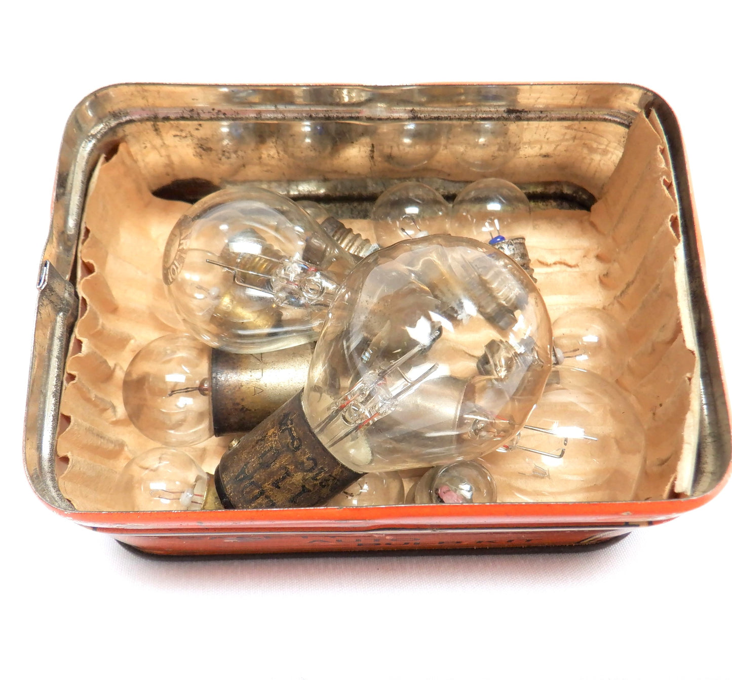 STOP! Keep Within The Law, SAFETY BULB BOX Vintage Tin Container