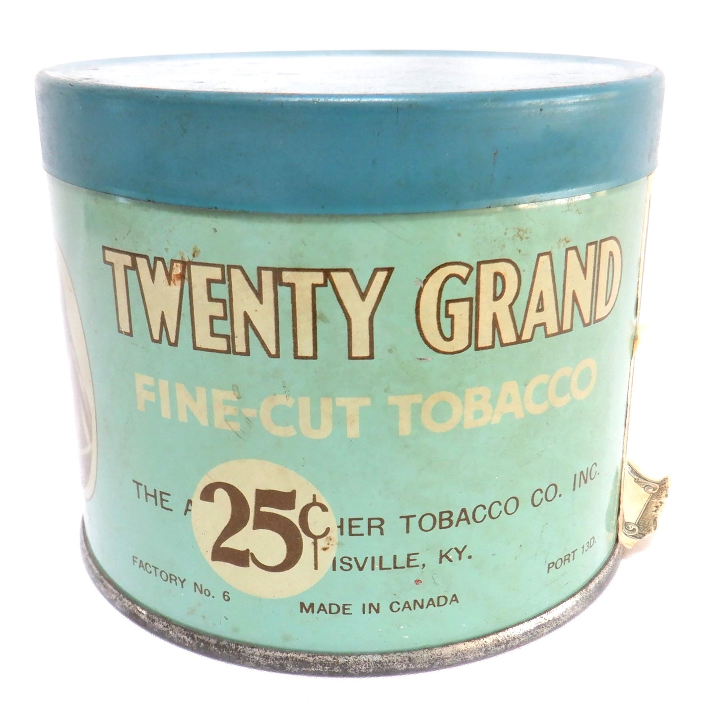 TWENTY GRAND FINE-CUT TOBACCO Antique Tin by The Rock City Tobacco Company, Made in CANADA