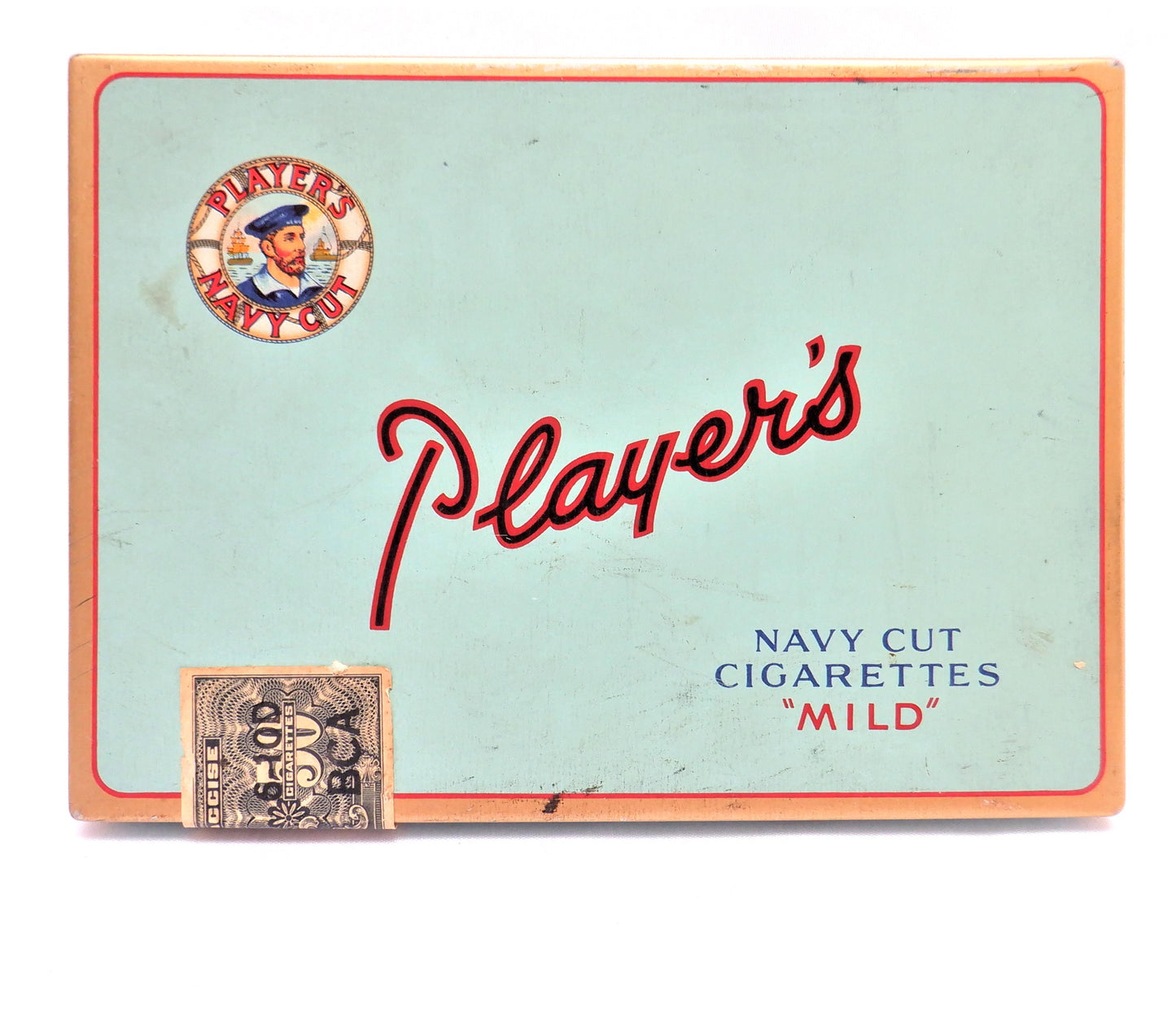 PLAYERS NAVY CUT "MILD" Flat Fifty Cigarette Vintage Tin, Made in CANADA