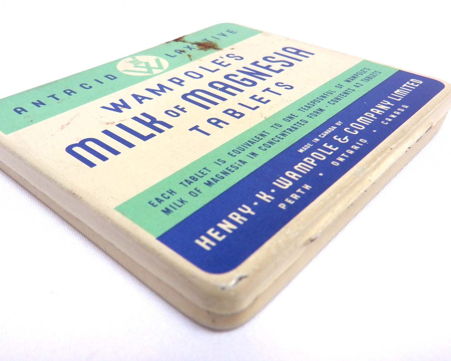 Antique Medicine Tin Container by Henry K. Wampole & Company Limited of Perth, Ontario: WAMPOLE'S MILK OF MAGNESIA