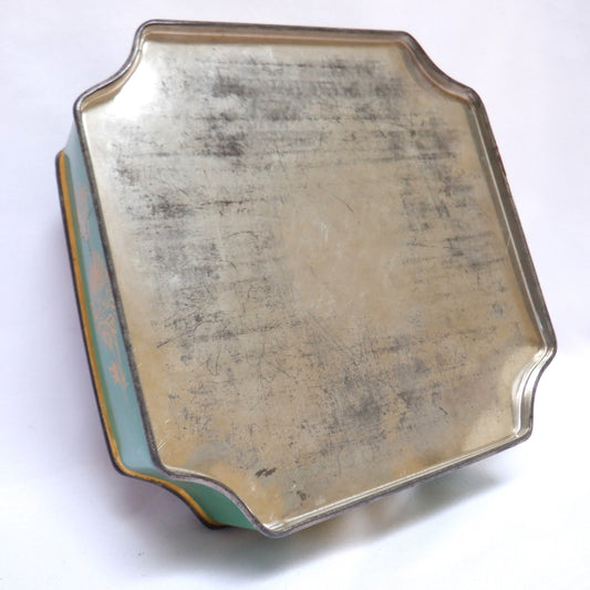 BLUE BIRD Contectionery Vintage Tin: "Black Cat Posing by Flowers"