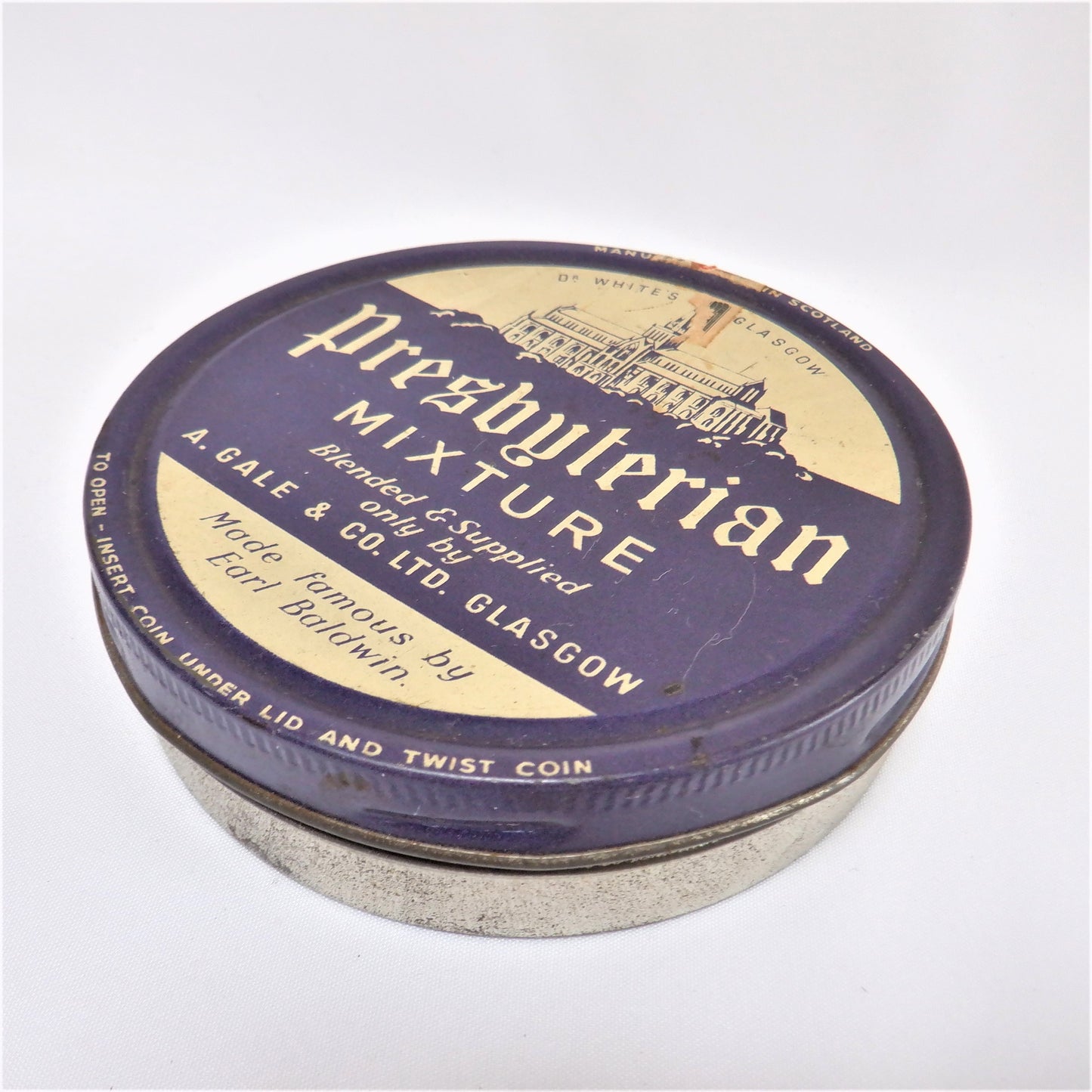 PRESBYTERIAN MIXTURE, Glasgow Pipe Tobacco Vintage Tin Container