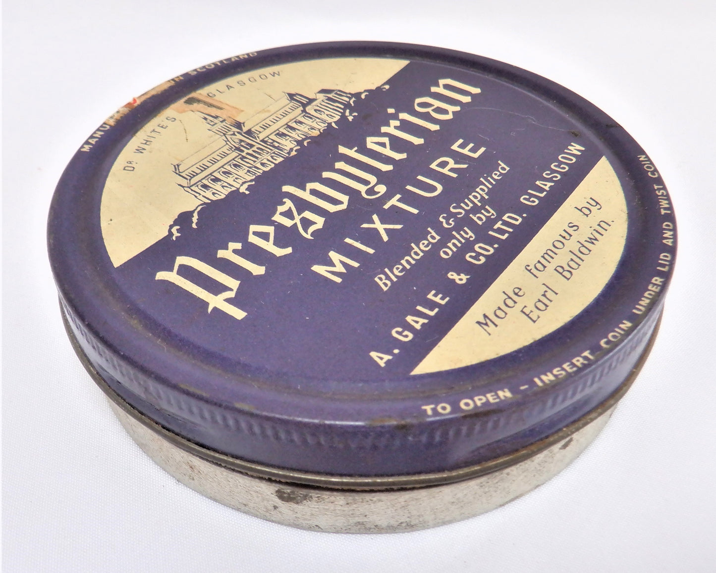 PRESBYTERIAN MIXTURE, Glasgow Pipe Tobacco Vintage Tin Container