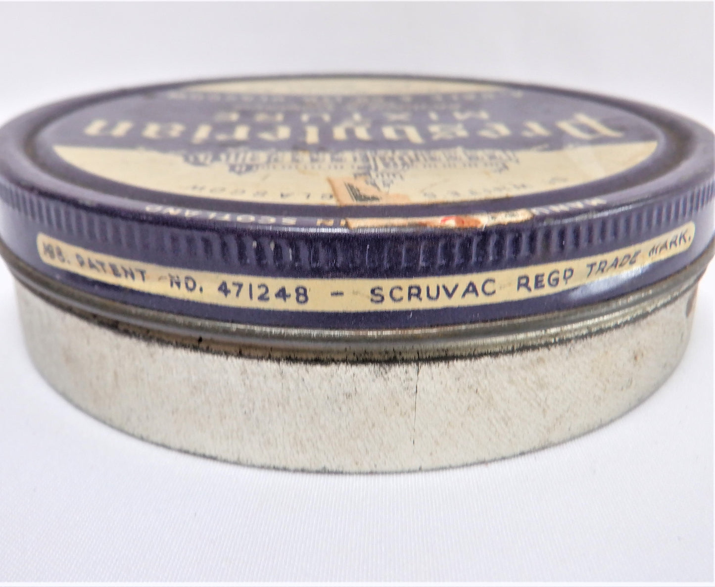 PRESBYTERIAN MIXTURE, Glasgow Pipe Tobacco Vintage Tin Container