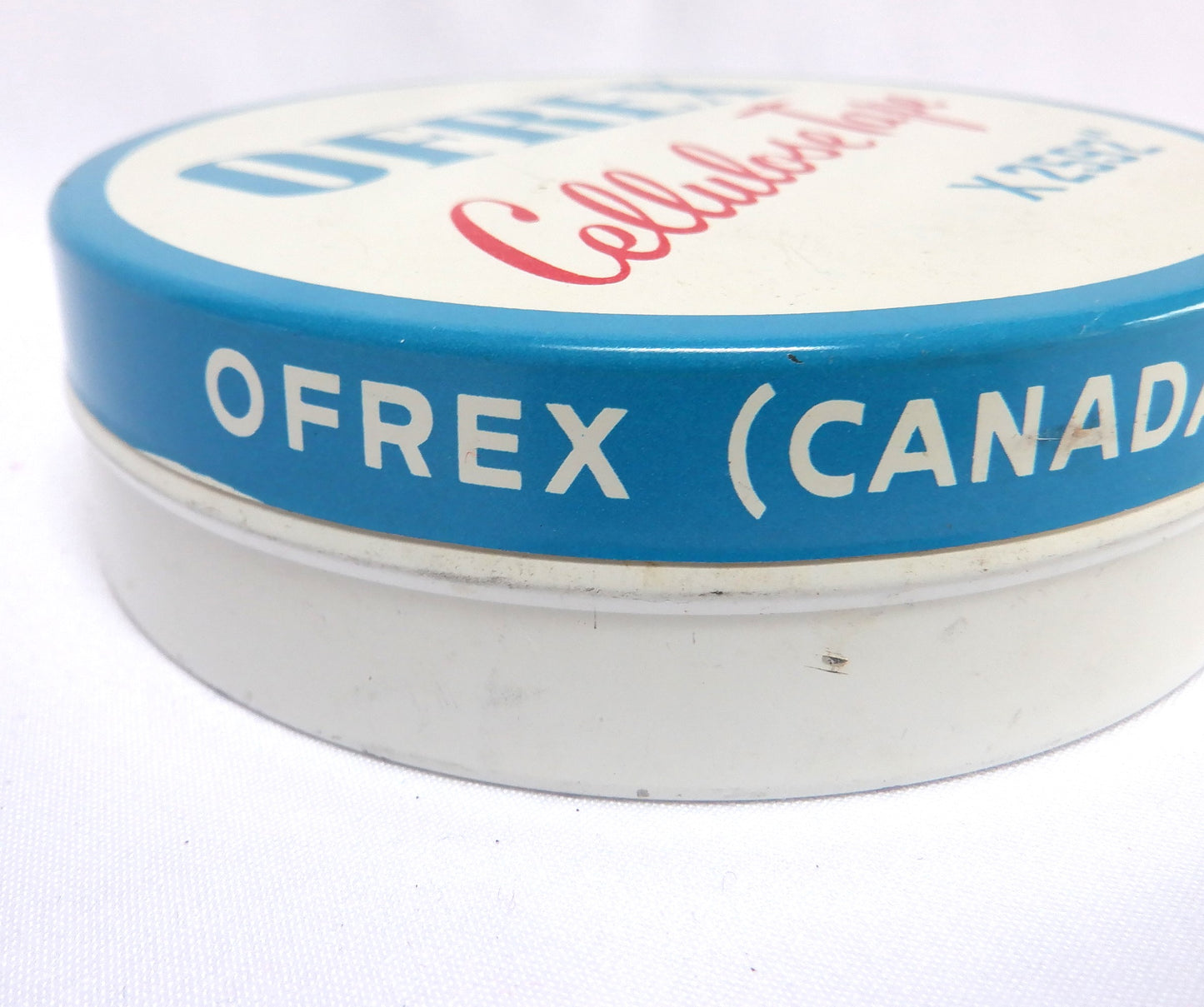 OFREX CELLULOSE TAPE x 2592" Rare Vintage Tin Container, Made in Canada!
