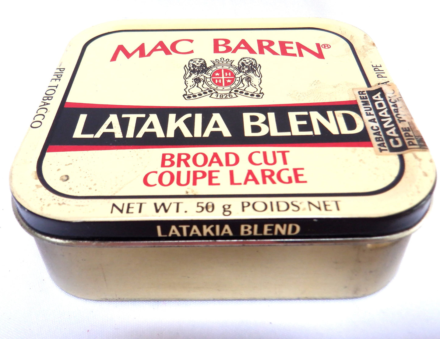 Vintage Pipe Tobacco Tin from MAC BAREN TOBACCO CO., Rare LATAKIA BLEND BROAD CUT