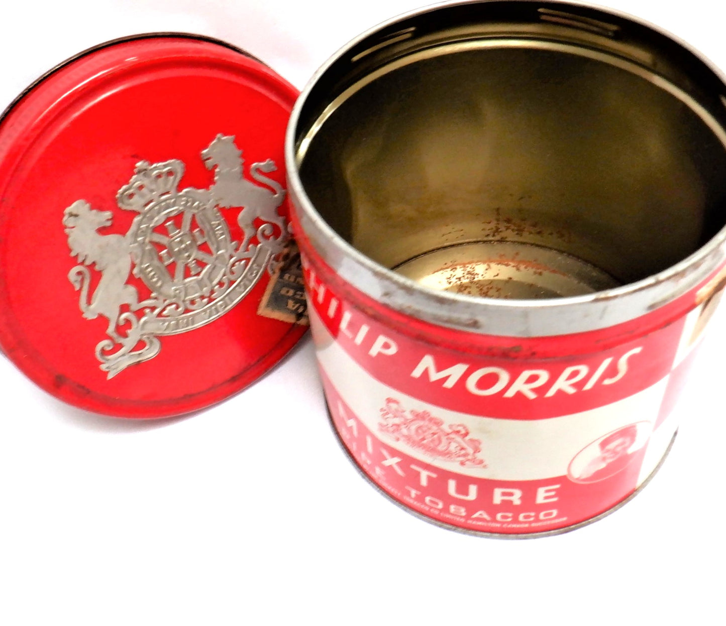Vintage Tin Can by PHILIP MORRIS, 'MIXTURE PIPE TOBACCO'  Made in CANADA!