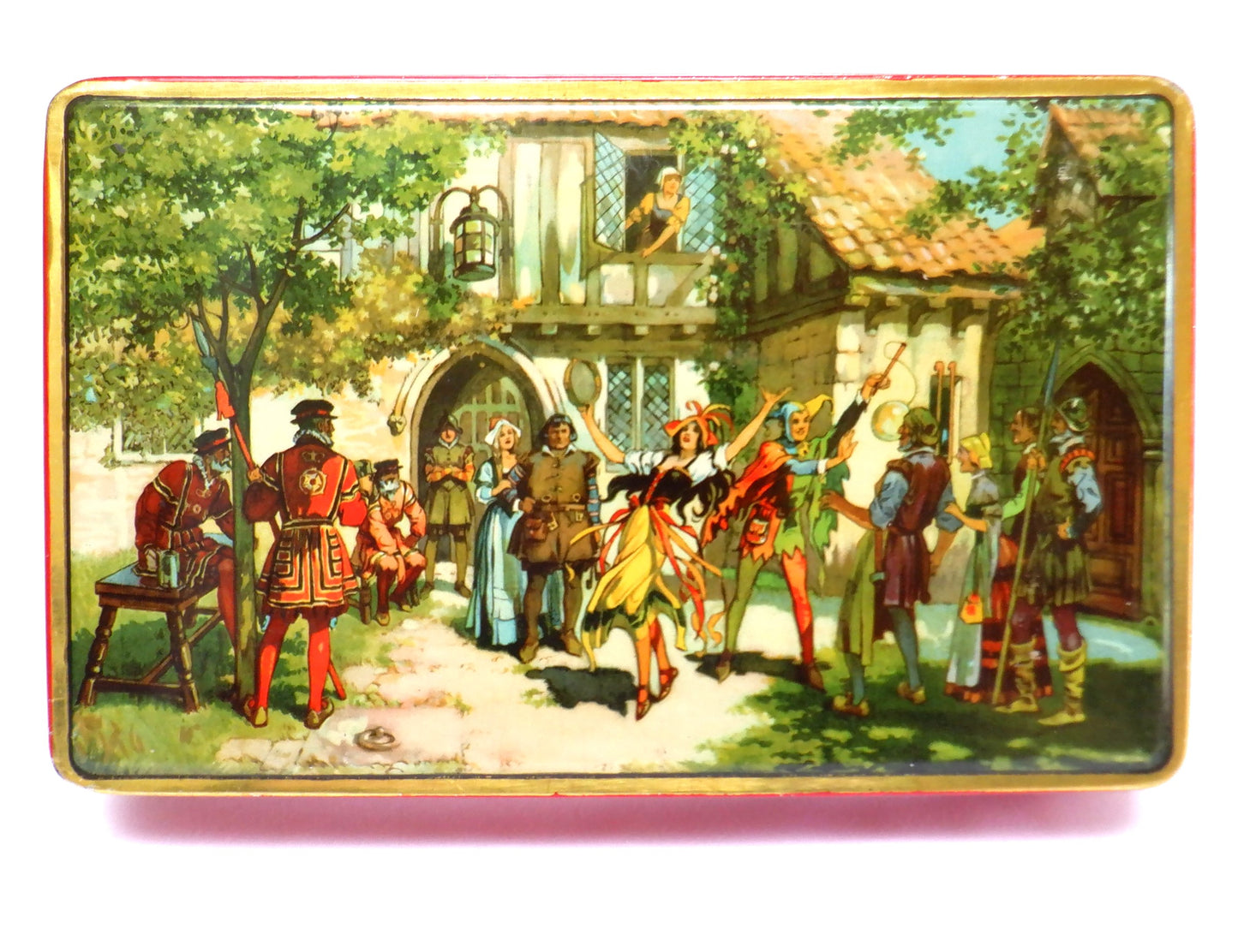 Vintage Tin Container made by The E.I. & CO. Limited: 'THE MEDIEVAL MUSICIAN & THE DANCING NYMPH'
