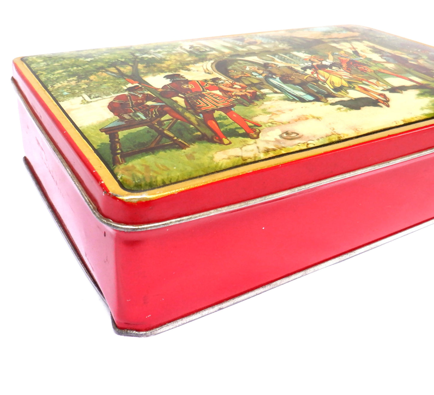 Vintage Tin Container made by The E.I. & CO. Limited: 'THE MEDIEVAL MUSICIAN & THE DANCING NYMPH'