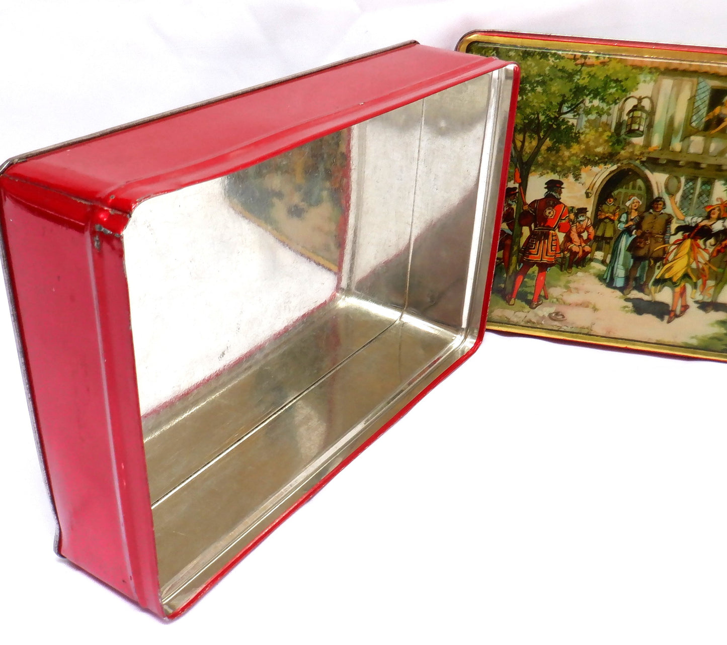 Vintage Tin Container made by The E.I. & CO. Limited: 'THE MEDIEVAL MUSICIAN & THE DANCING NYMPH'