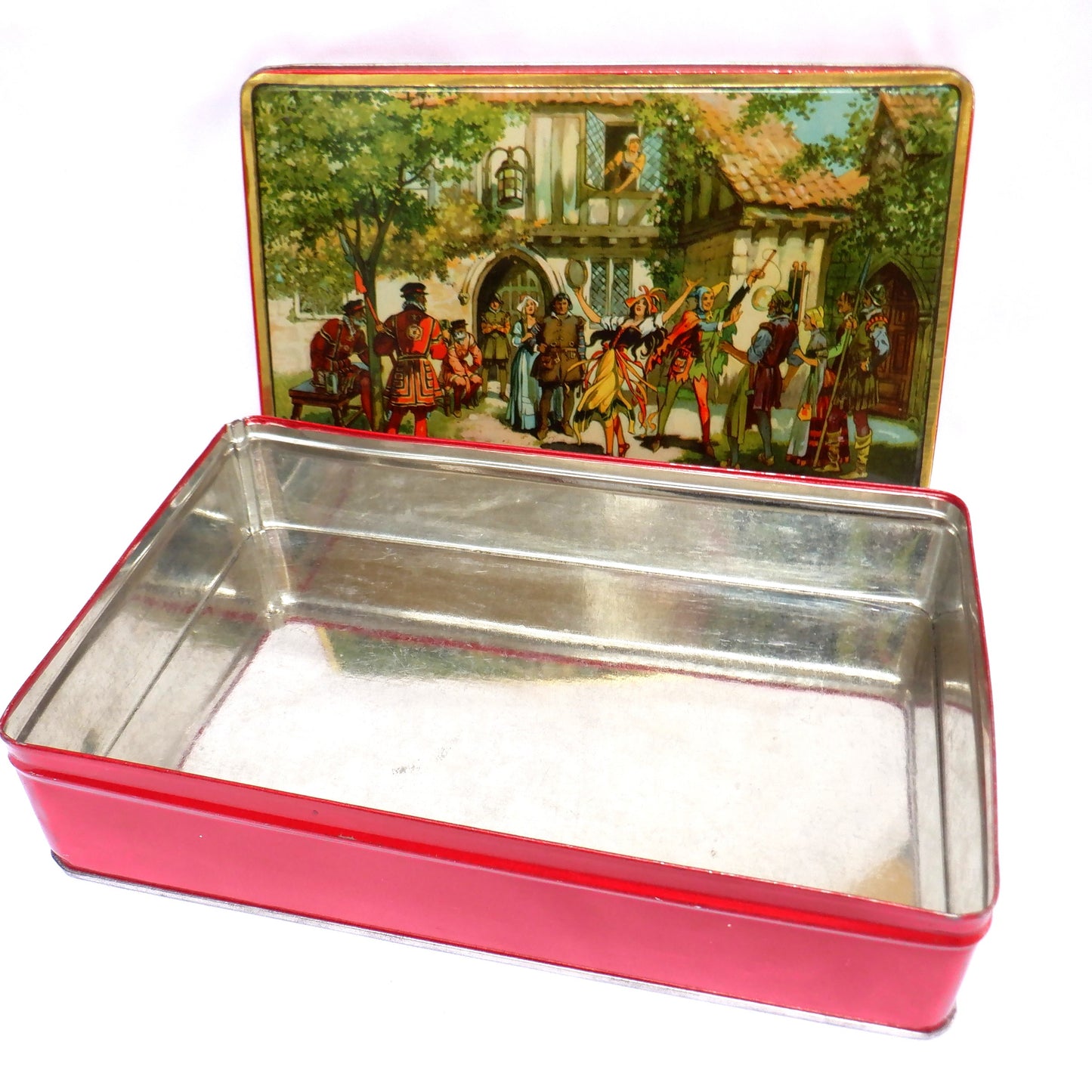 Vintage Tin Container made by The E.I. & CO. Limited: 'THE MEDIEVAL MUSICIAN & THE DANCING NYMPH'