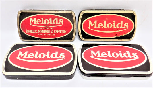 MELOIDS LICORICE, MENTHOL & CAPSICUM THROAT LOZENGE, A Paul's 4-Pack of Vintage Tins