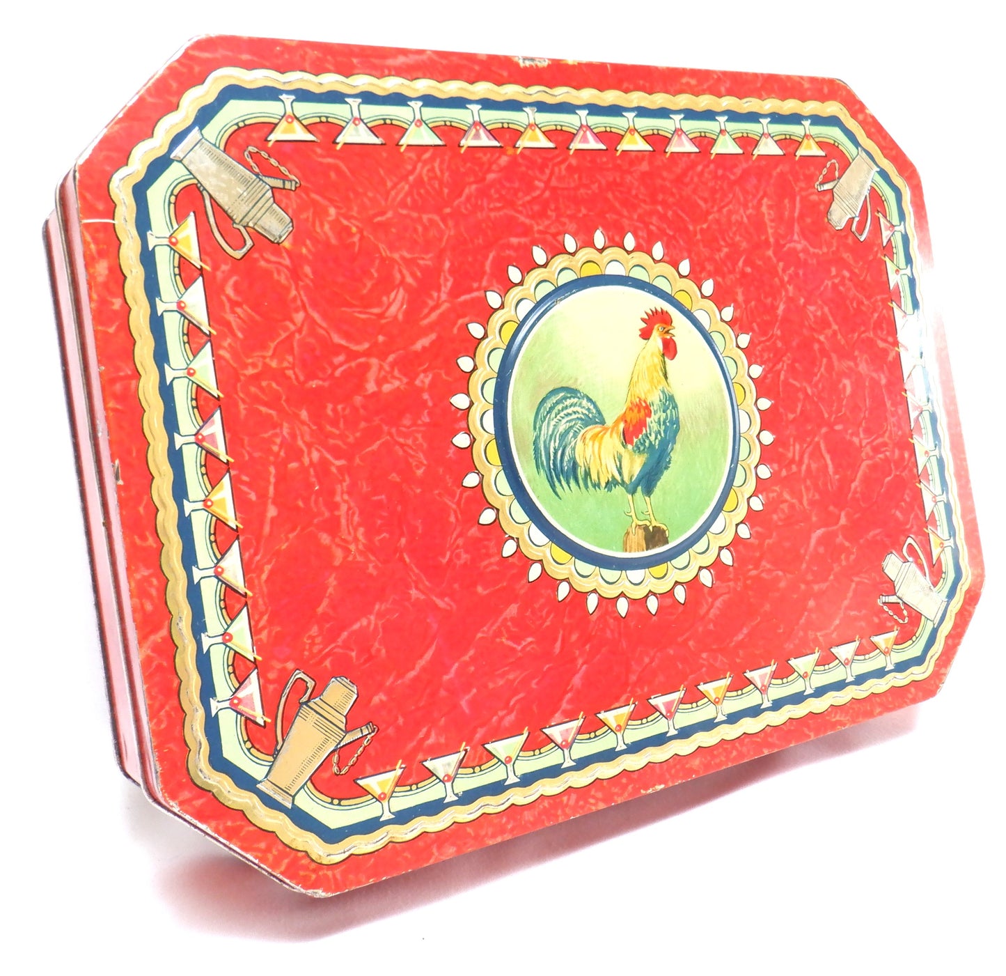 Vintage Large Rectangular Tin by HUNTLEY & PALMERS BISCUITS: 'THE ROOSTER!'
