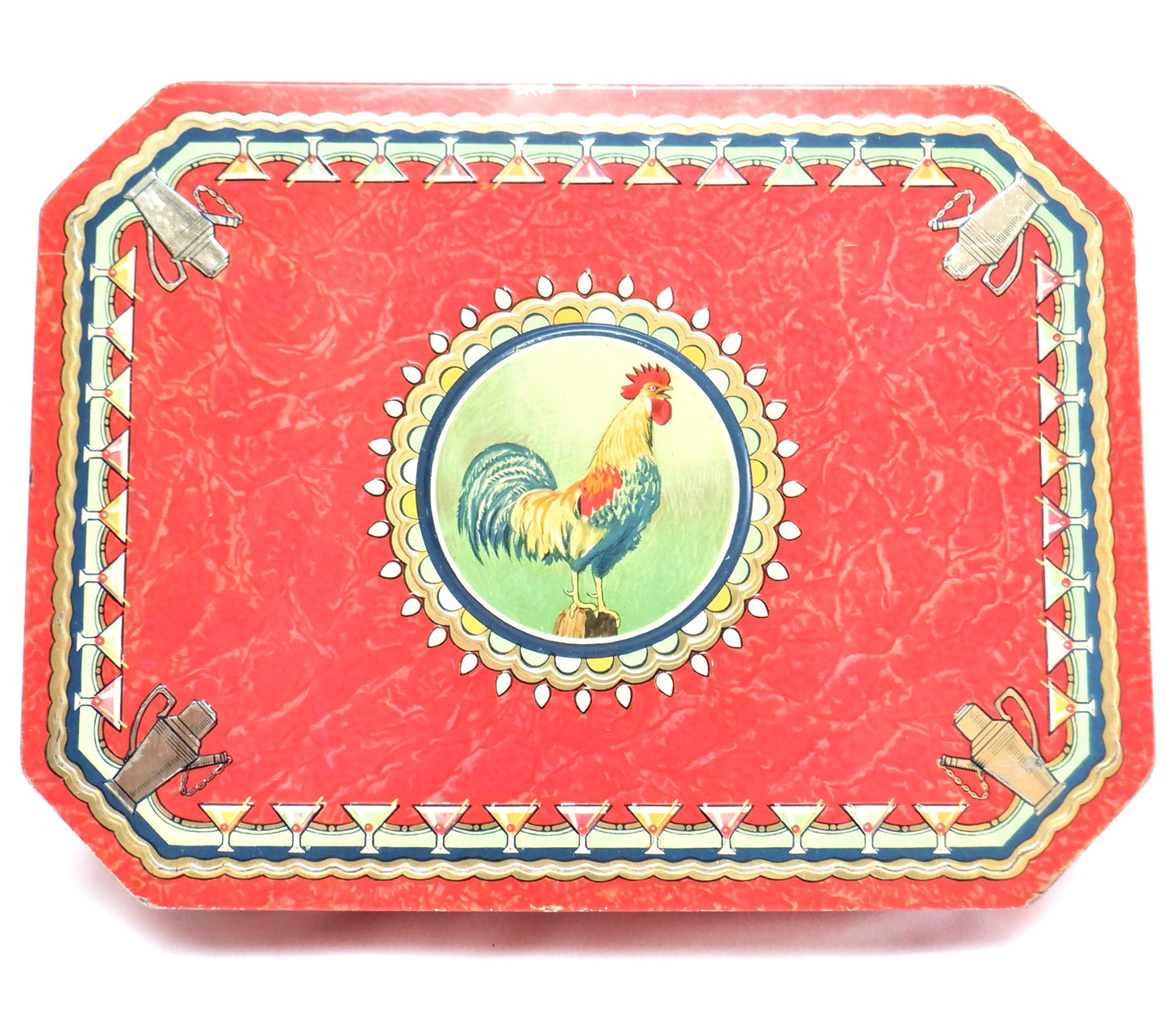 Vintage Large Rectangular Tin by HUNTLEY & PALMERS BISCUITS: 'THE ROOSTER!'
