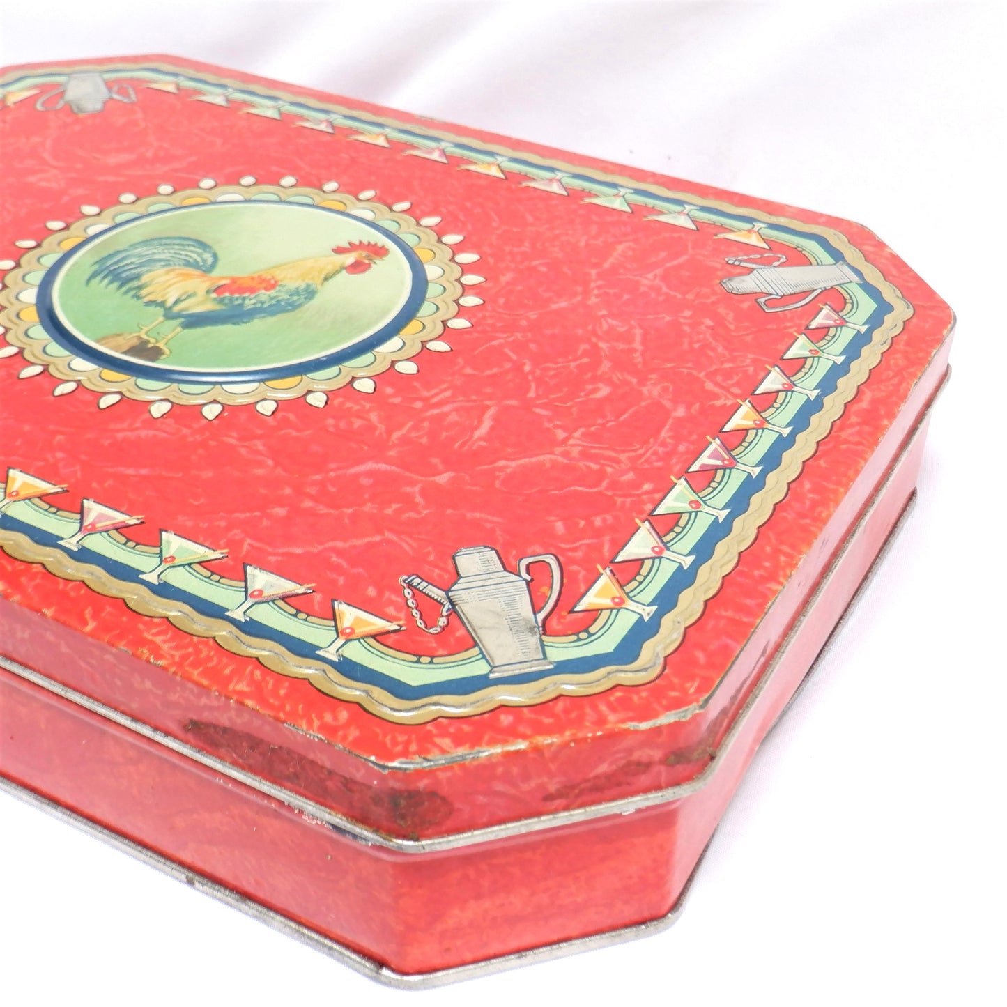 Vintage Large Rectangular Tin by HUNTLEY & PALMERS BISCUITS: 'THE ROOSTER!'