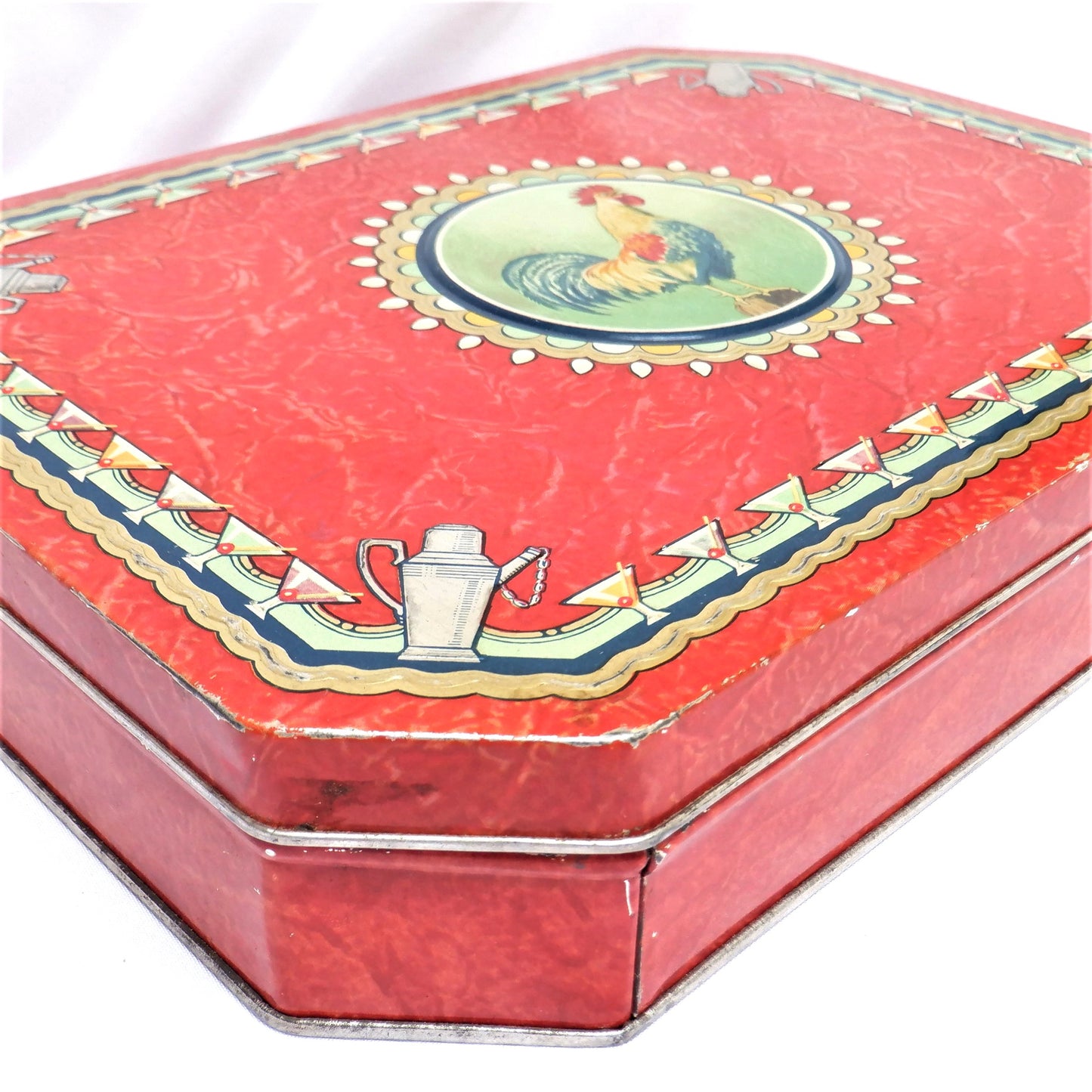 Vintage Large Rectangular Tin by HUNTLEY & PALMERS BISCUITS: 'THE ROOSTER!'