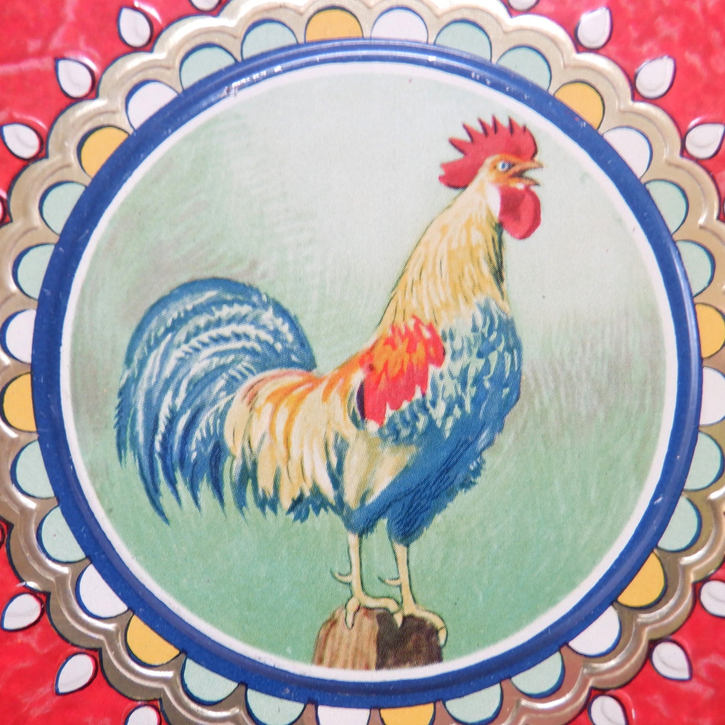 Vintage Large Rectangular Tin by HUNTLEY & PALMERS BISCUITS: 'THE ROOSTER!'
