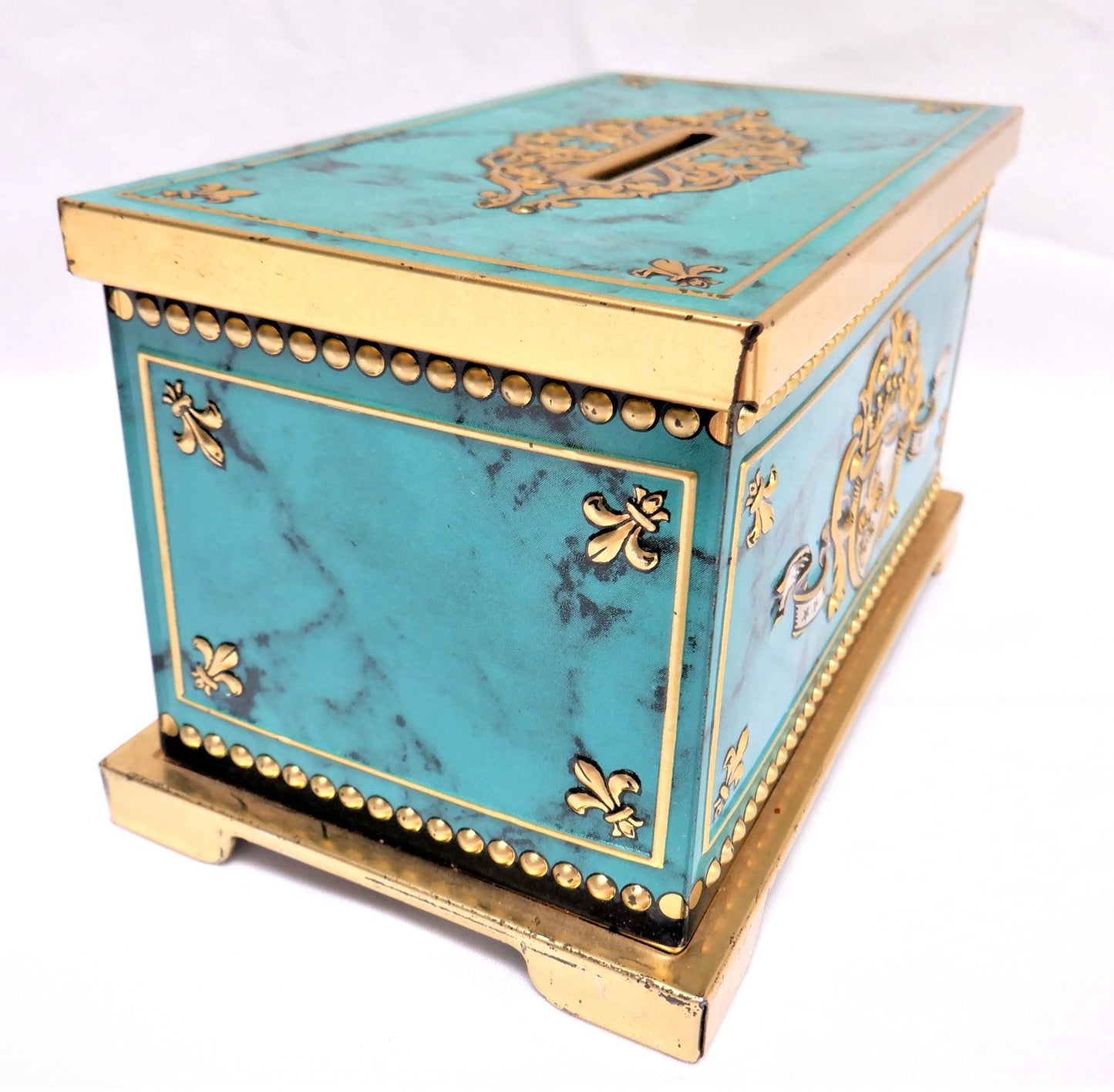 Vintage Tin by BLUE BIRD TOFFEE Confectionery: 'KING'S COIN-SLOT MONEY-CHEST'
