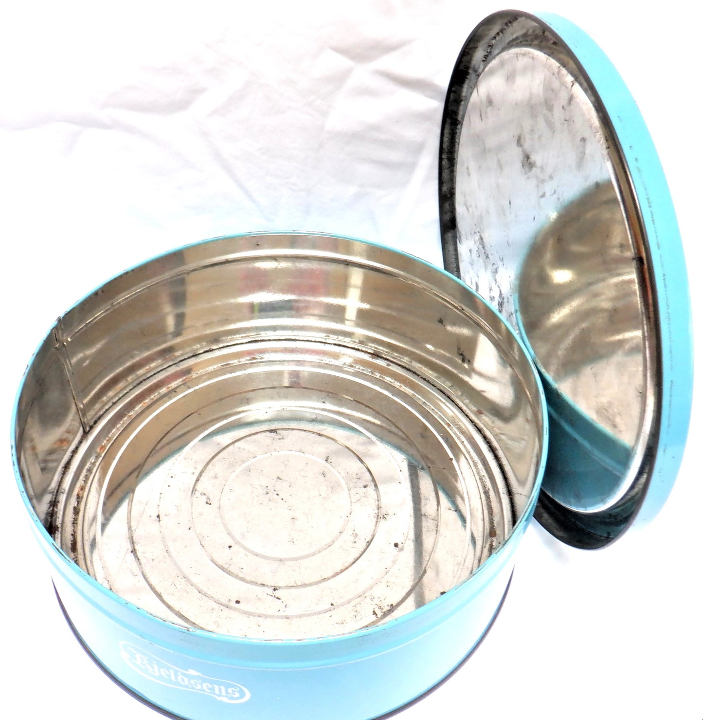 Vintage Tin Can Container, 'PORT HOLE VIEW OF A MAERSK LINE FREIGHTER', by Kjeldsens Danish Cookies, Denmark