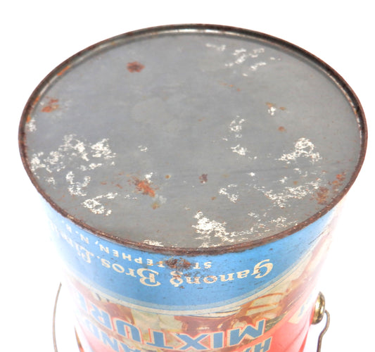 Antique Tin Pail with Original Lid & Wire Handle: 'GANONG'S HARD CANDY MIXTURE' of St. Stephen, New Brunswick!