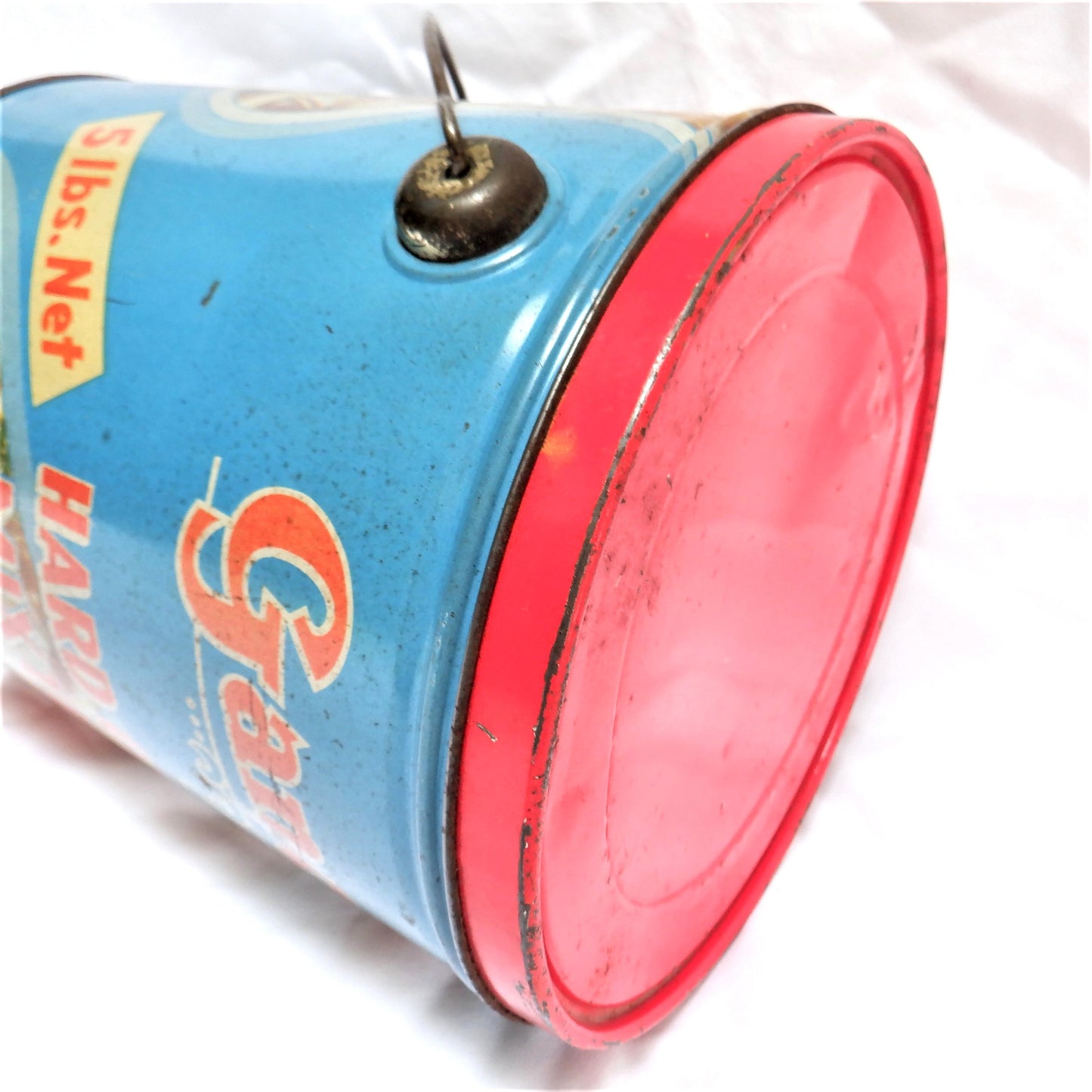 Antique Tin Pail with Original Lid & Wire Handle: 'GANONG'S HARD CANDY MIXTURE' of St. Stephen, New Brunswick!
