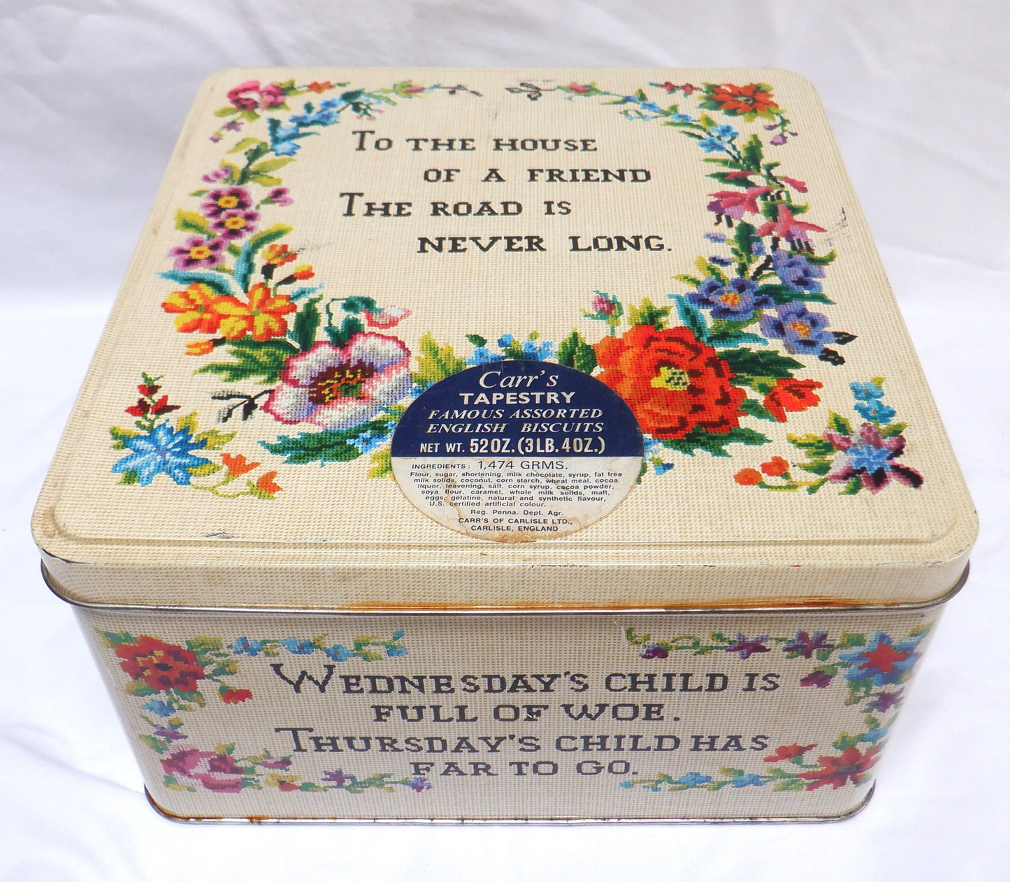 Antique Tin Container by the Famous CARR'S OF CARLISLE LTD. of ENGLAND: 'TAPESTRY'