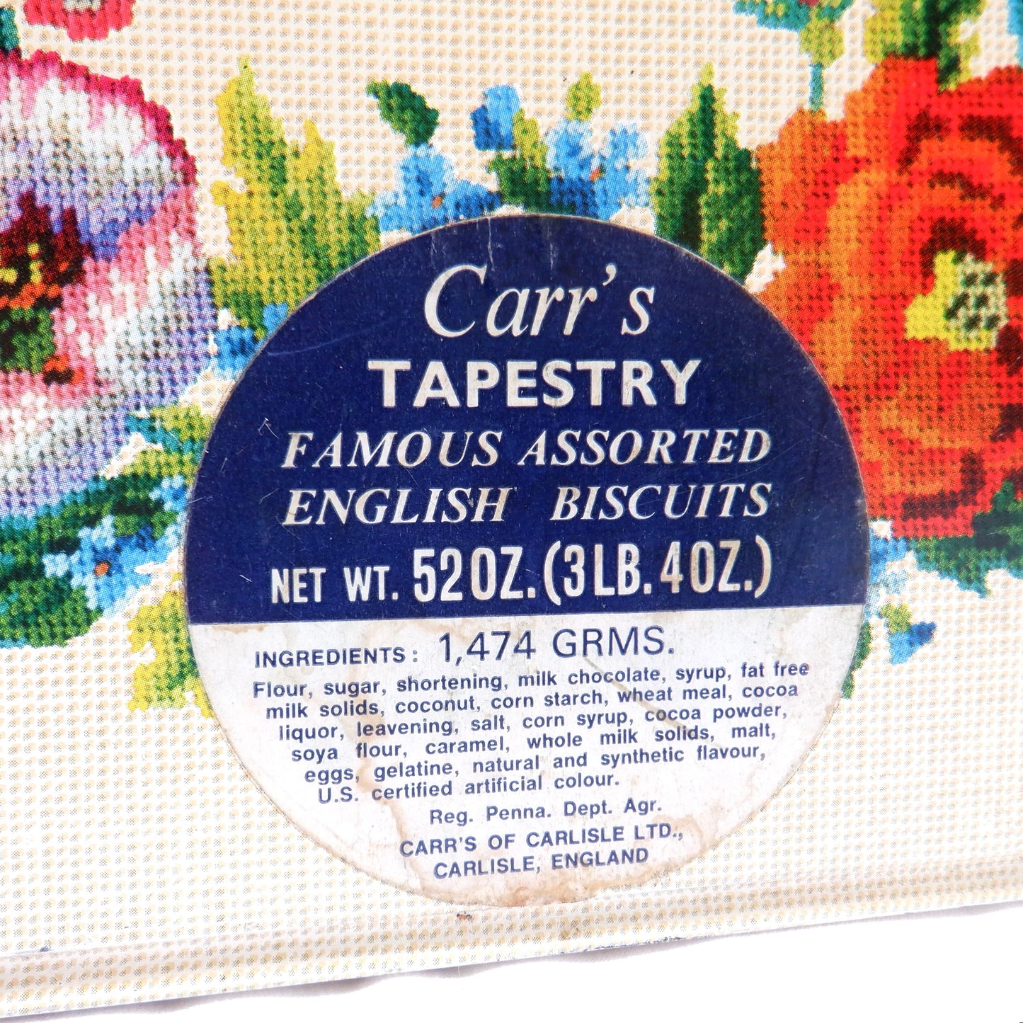 Antique Tin Container by the Famous CARR'S OF CARLISLE LTD. of ENGLAND: 'TAPESTRY'
