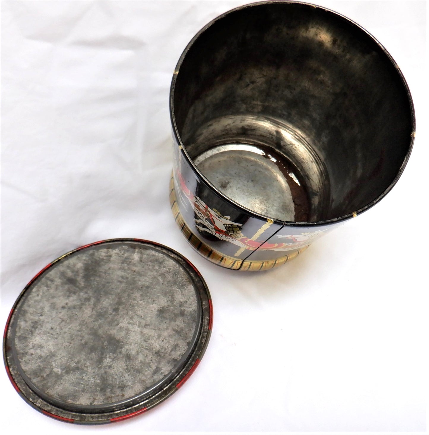 Vintage ENGLISH TEA CADDY Tin Container: 'The Merry Go Round'