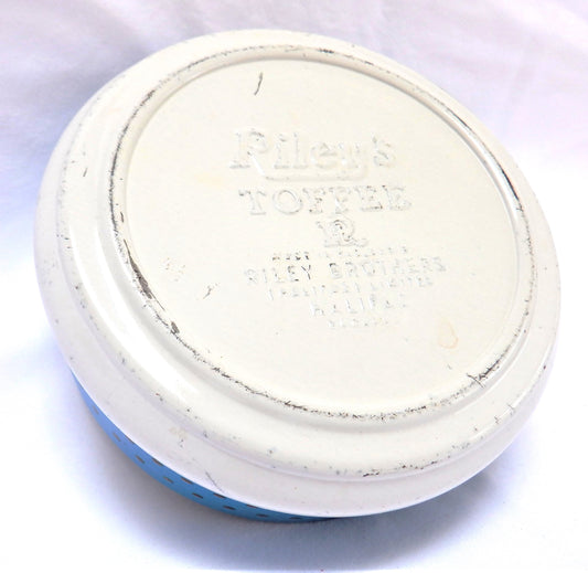 Vintage Round Tin Container by Riley's Toffee of England: 'RED & BLUE WILD FLOWERS'