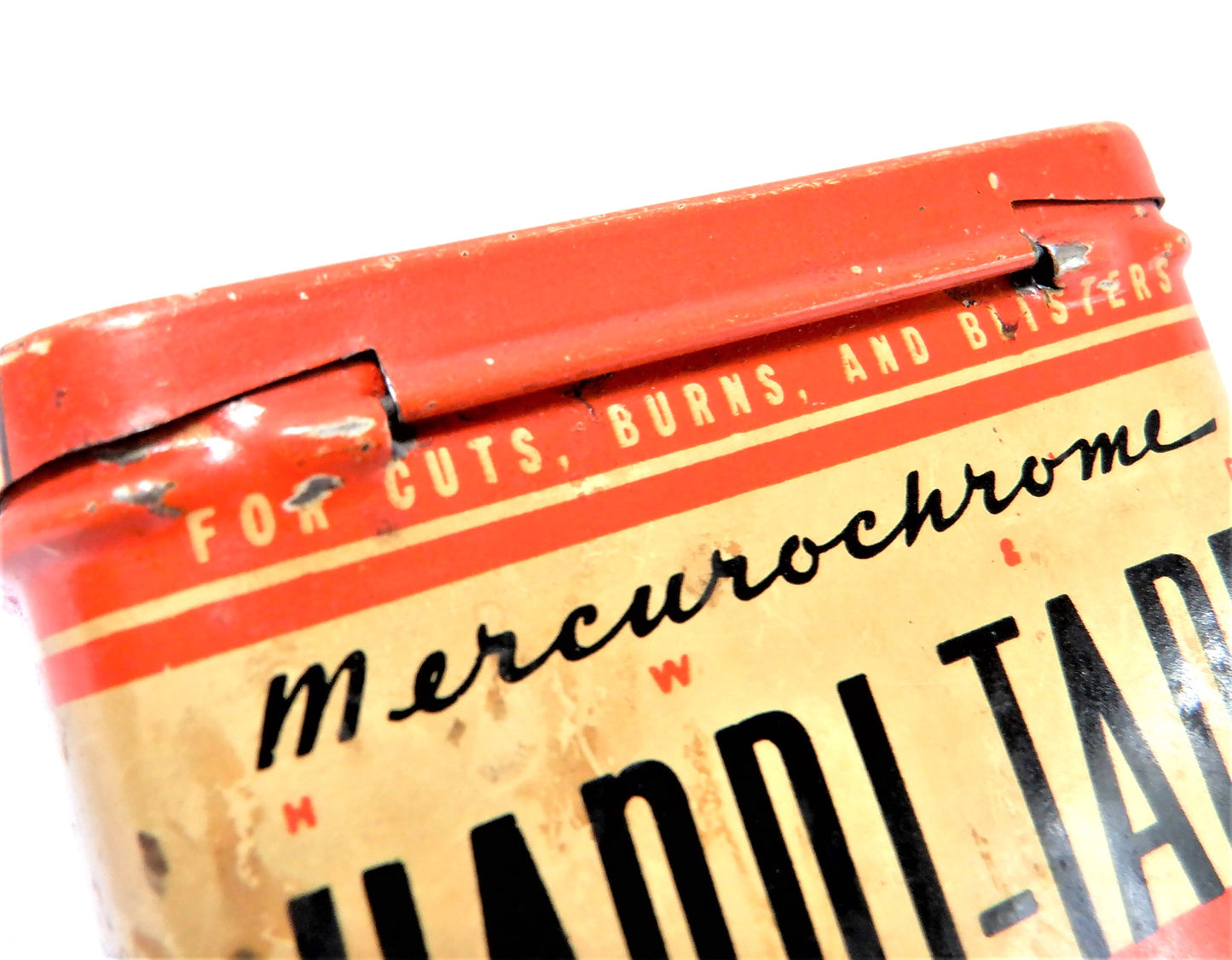 Vintage Medical Tin Container from BAUER & BLACK LIMITED, 'Mercurochrome Handi-Tape' TORONTO, CANADA