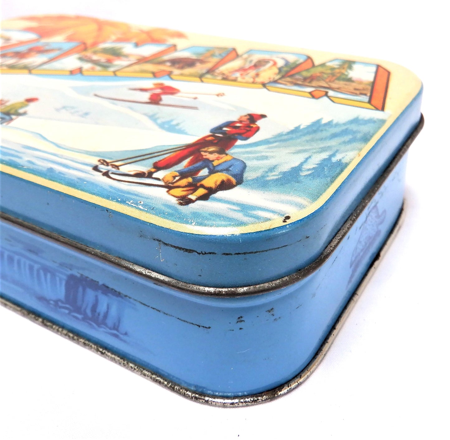Vintage 1950's Tin Container by Thorne's Premier English Toffee: 'THE GOOD LIFE IN CANADA!'