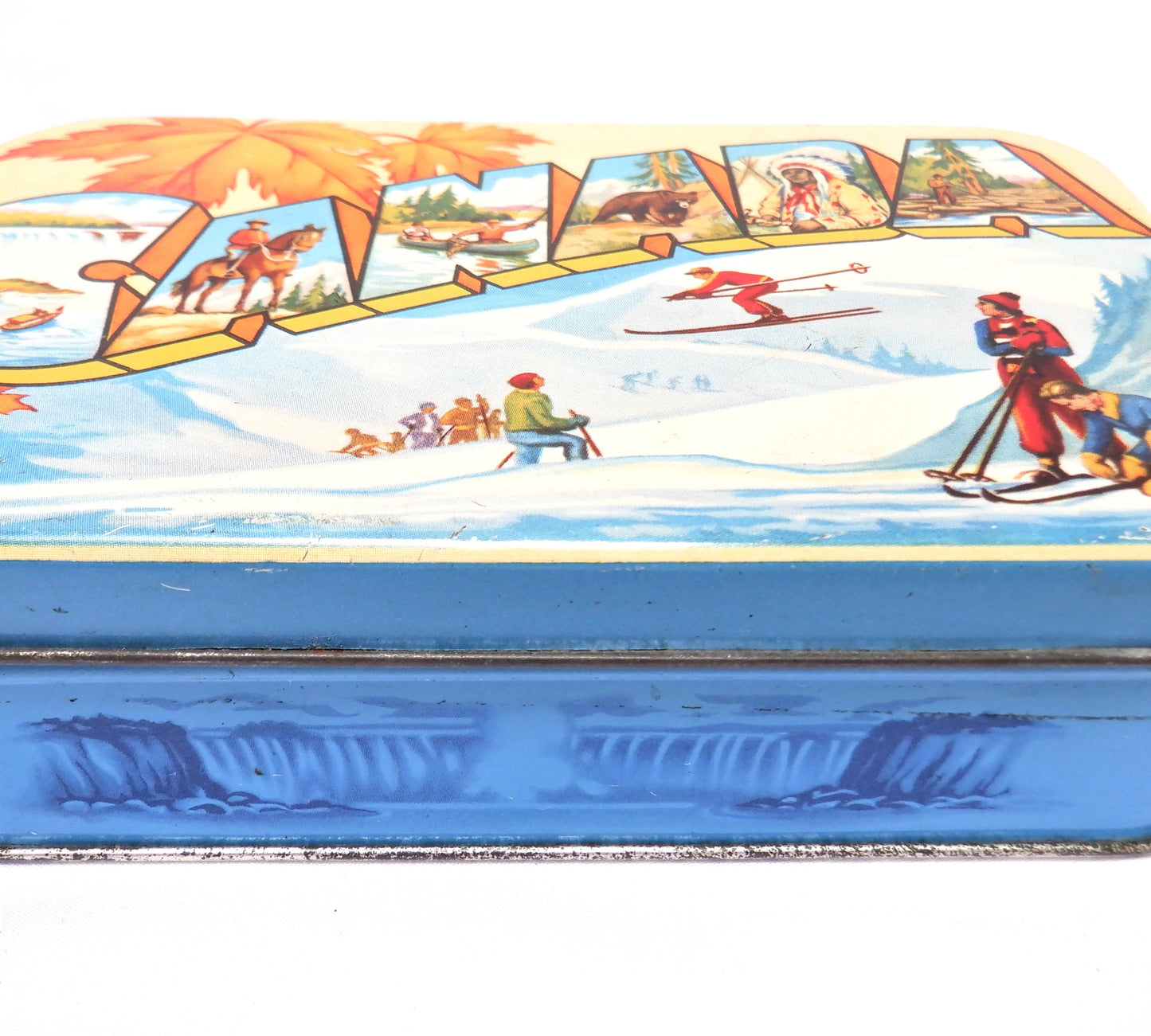 Vintage 1950's Tin Container by Thorne's Premier English Toffee: 'THE GOOD LIFE IN CANADA!'