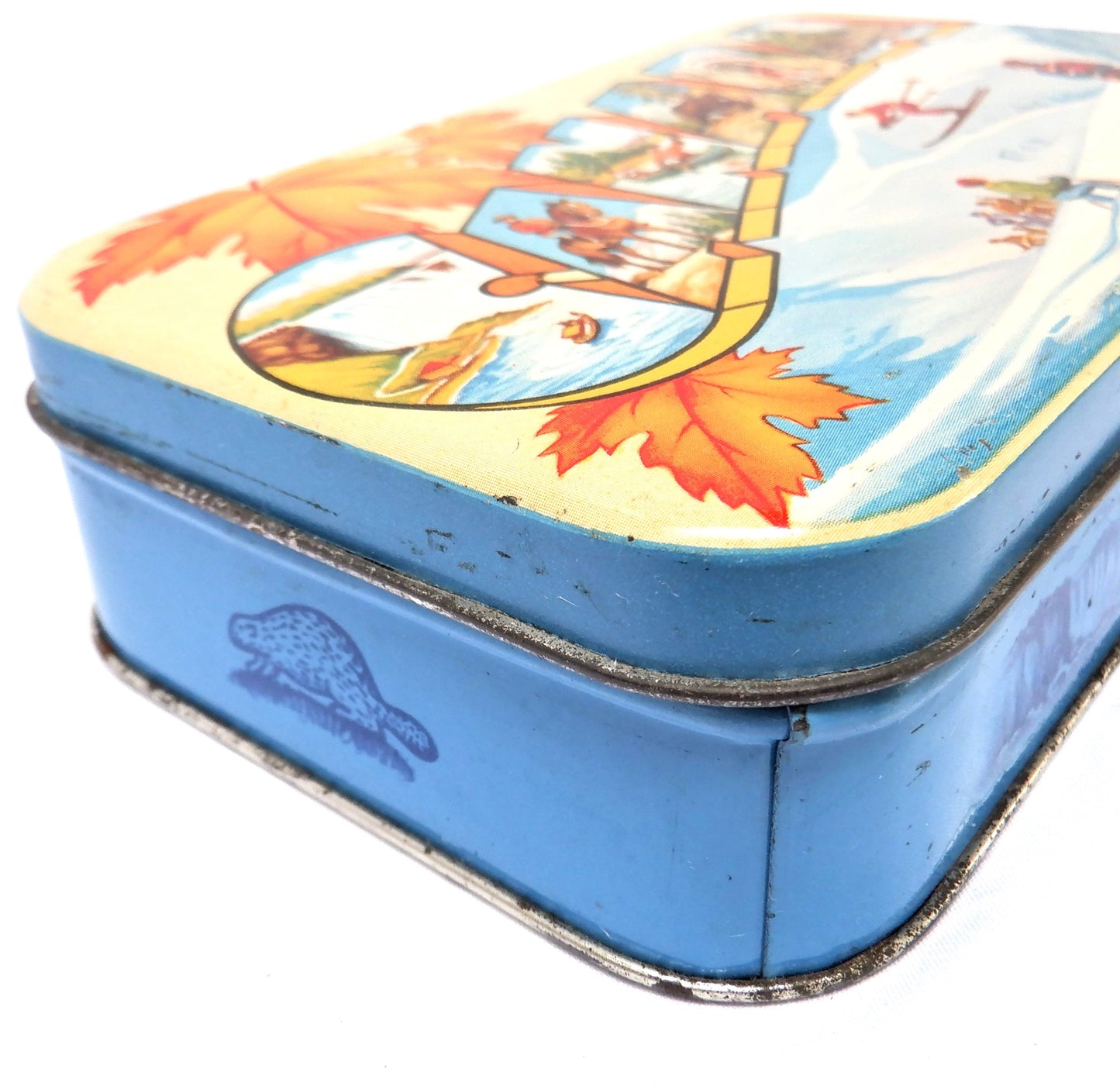 Vintage 1950's Tin Container by Thorne's Premier English Toffee: 'THE GOOD LIFE IN CANADA!'