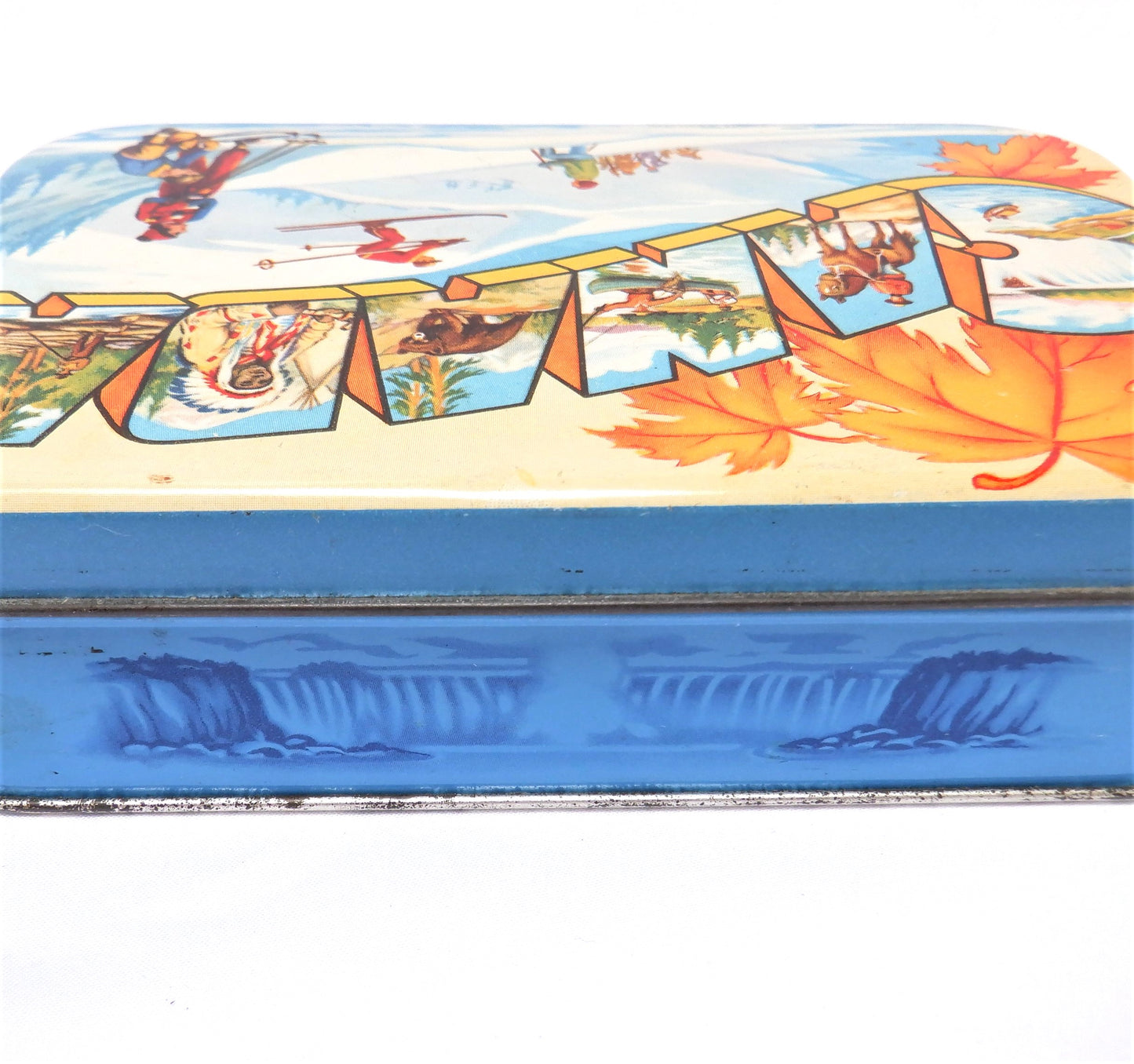 Vintage 1950's Tin Container by Thorne's Premier English Toffee: 'THE GOOD LIFE IN CANADA!'